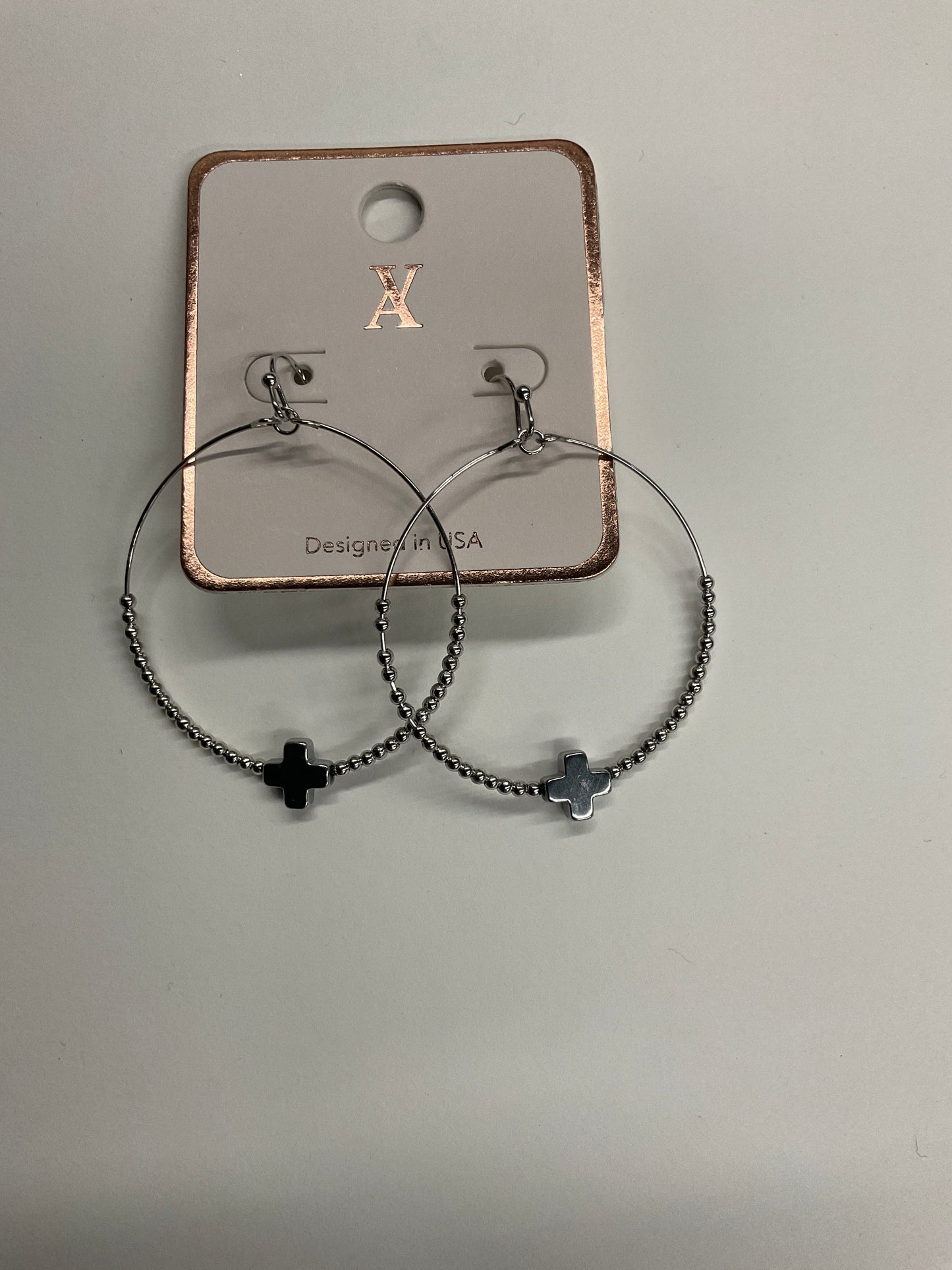 Cross Hoops Gold & Silver