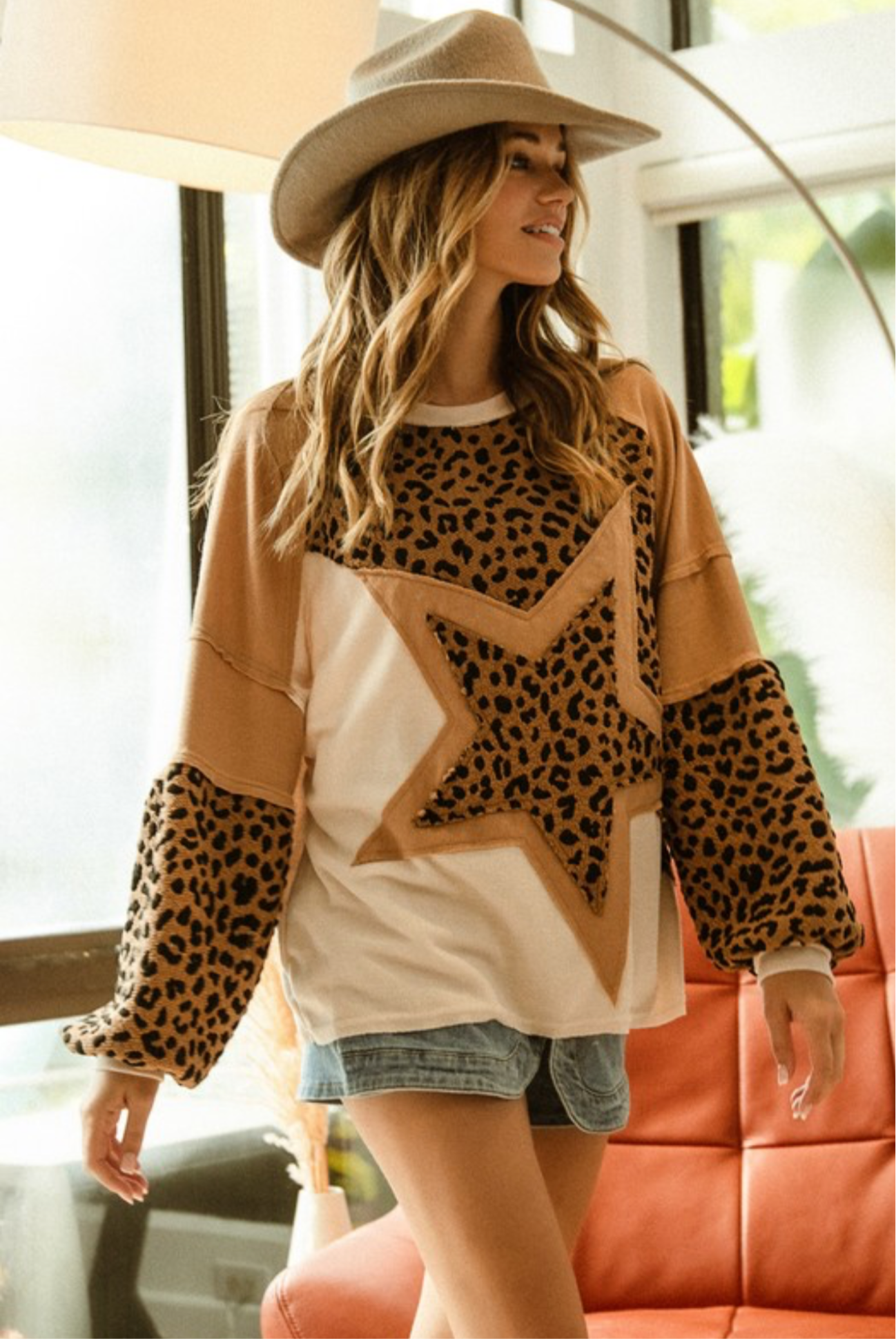 Neutral leopard top