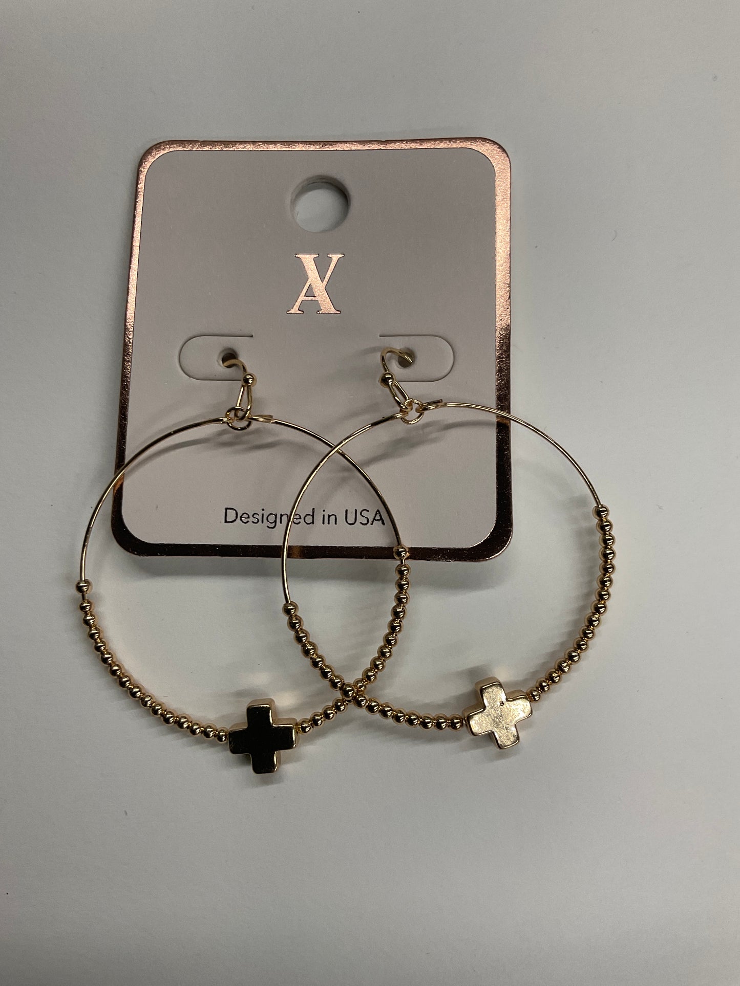 Cross Hoops Gold & Silver