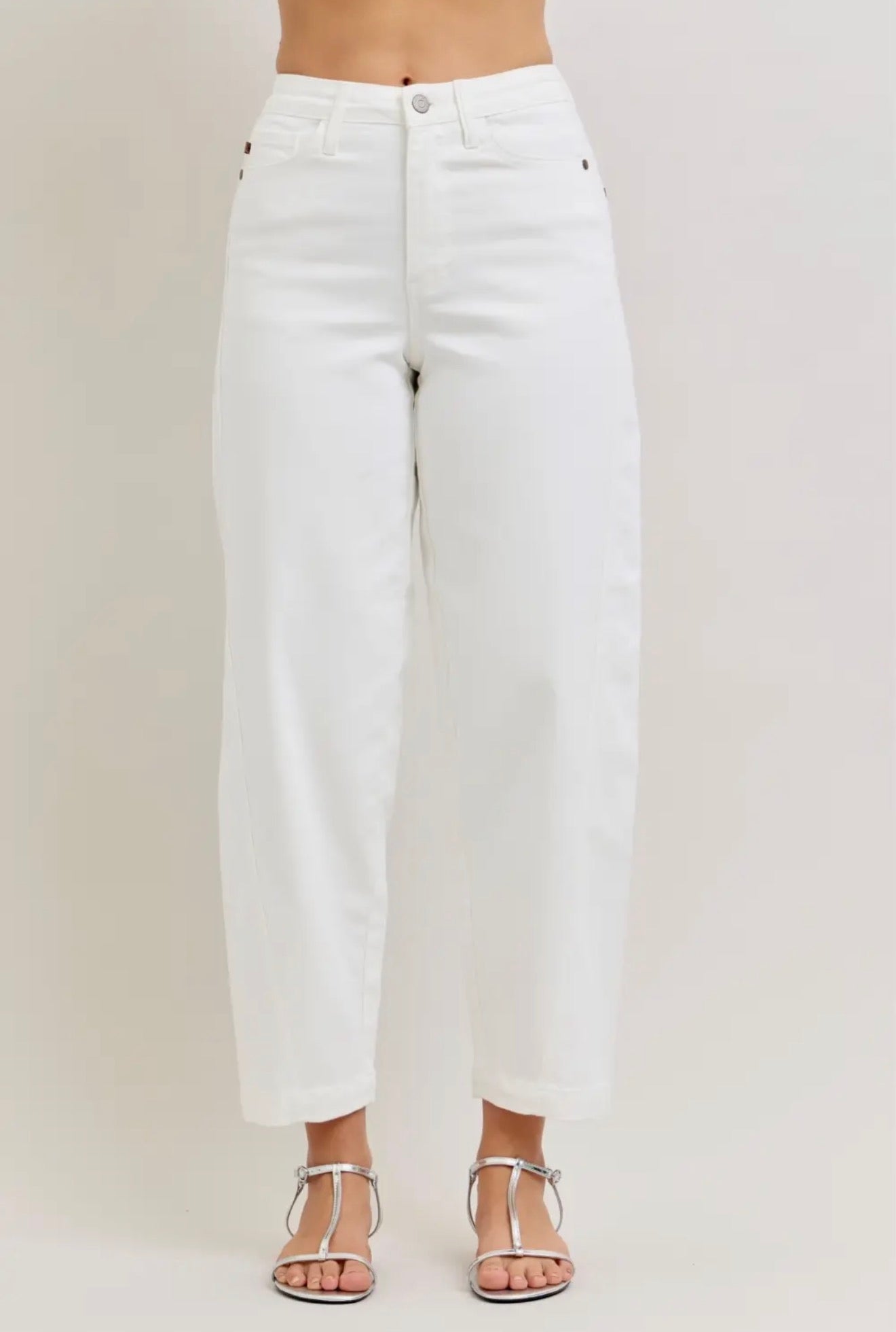 Judy Blue White Barrel Jeans