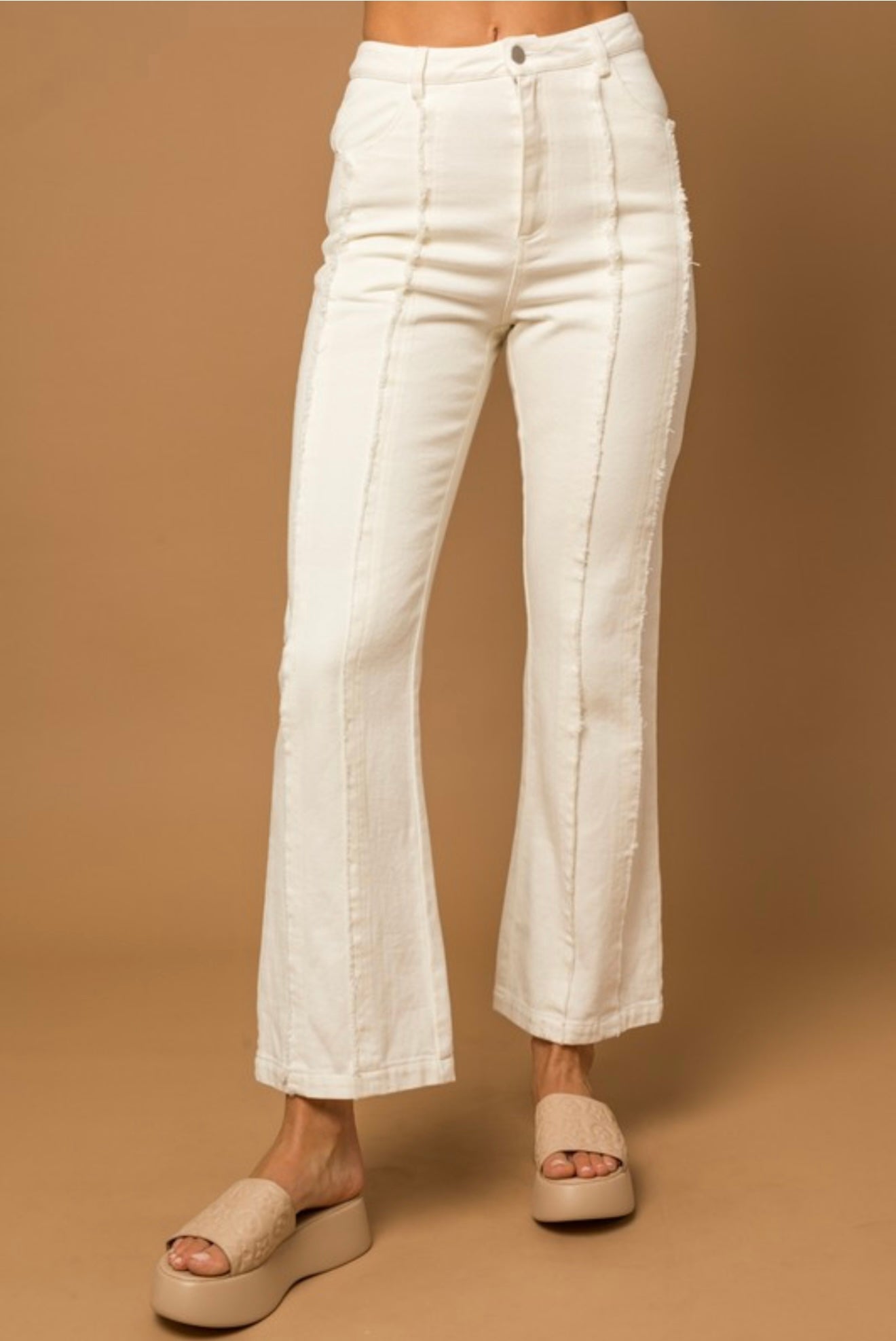 Lined white denim