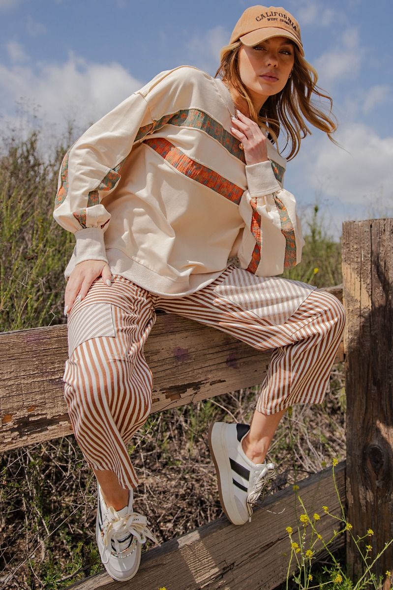 Striped Twill Ladies Pants