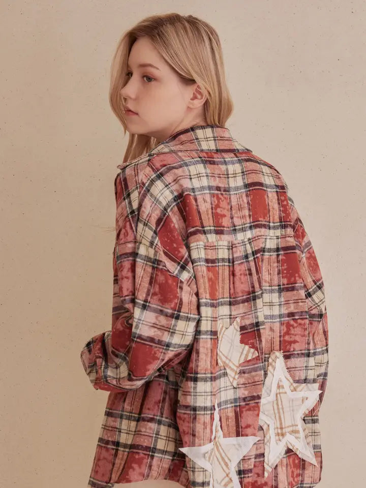 Oversized Star Plaid Ladies Shirt
