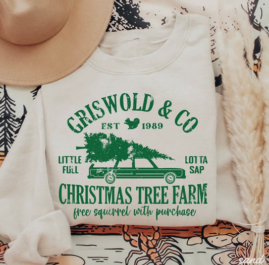 Griswold Tree Crewneck- cream