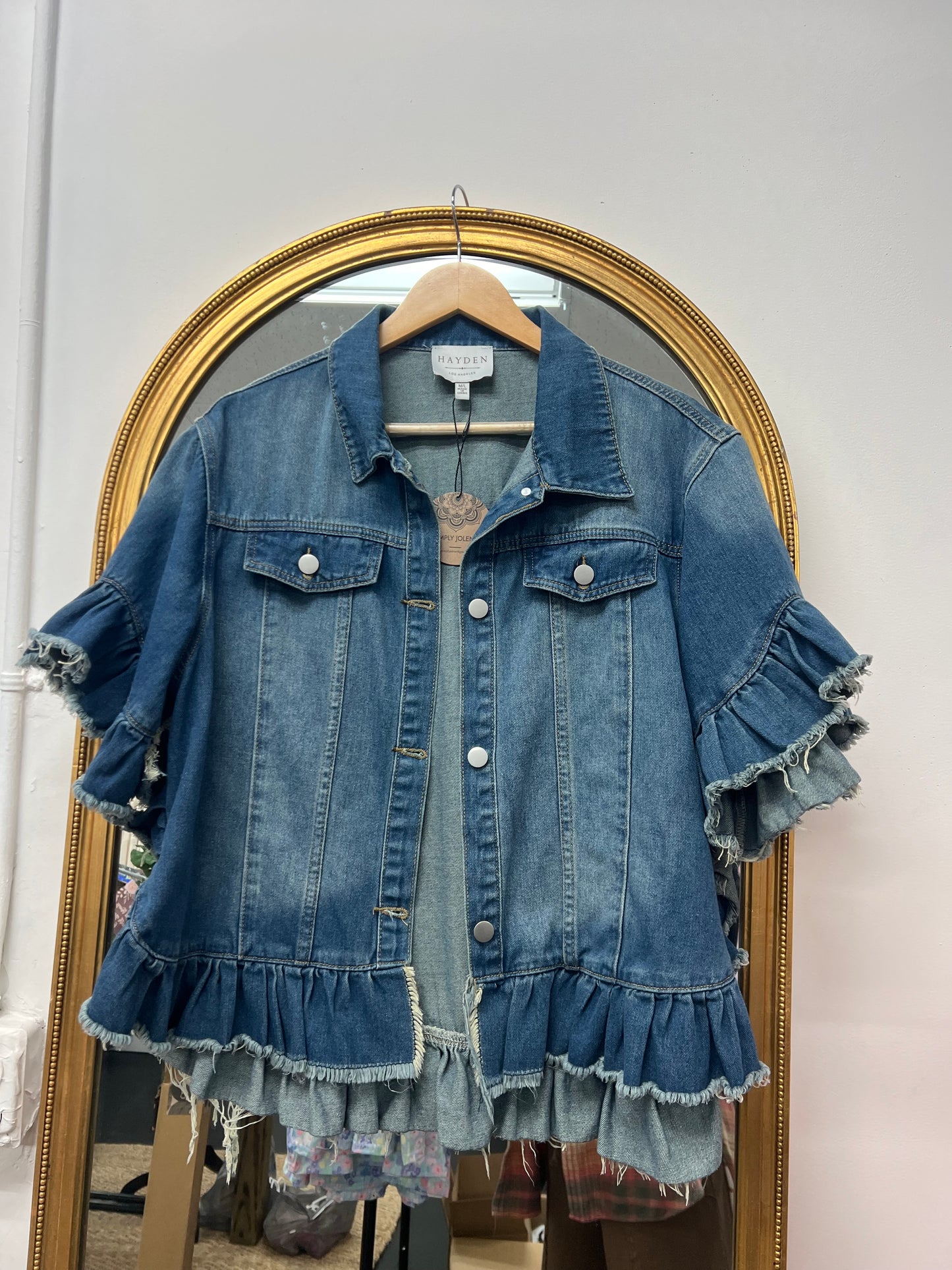 Ruffle denim jacket