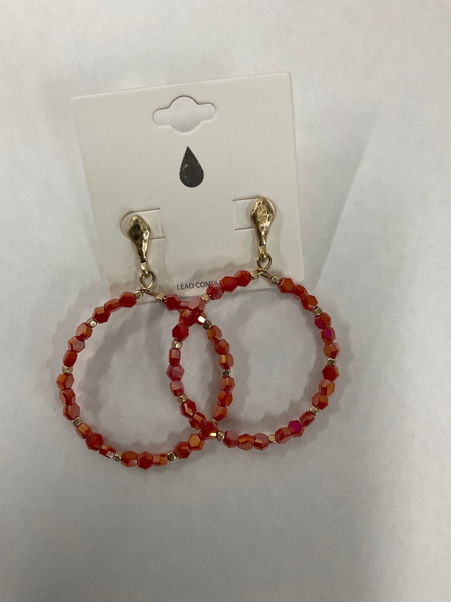 Red Beaded Circle Earrings