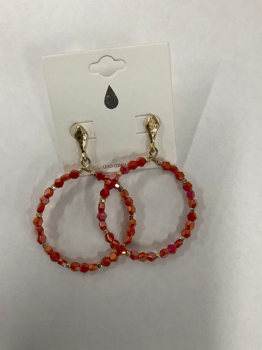 Red Beaded Circle Earrings
