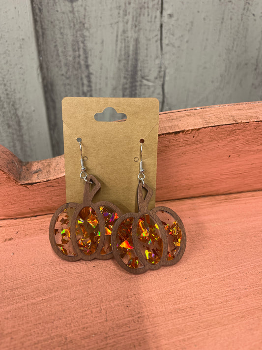 Wooden Glitter Pumpkins