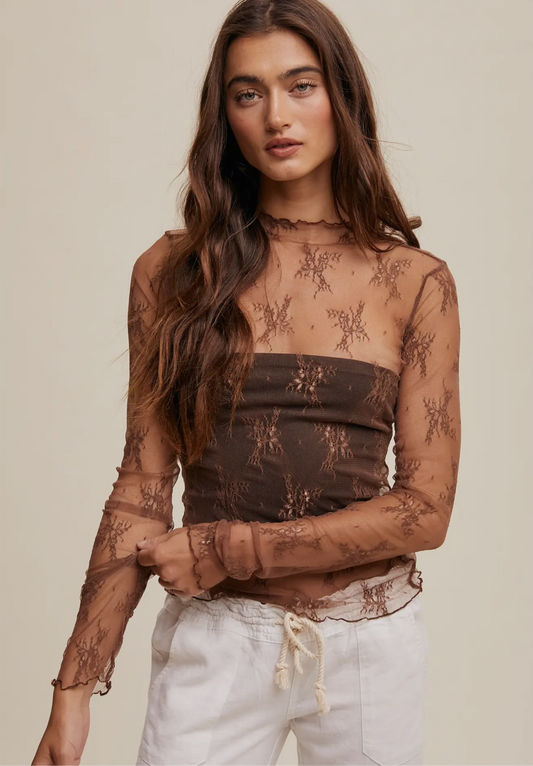 Brown Lace Top