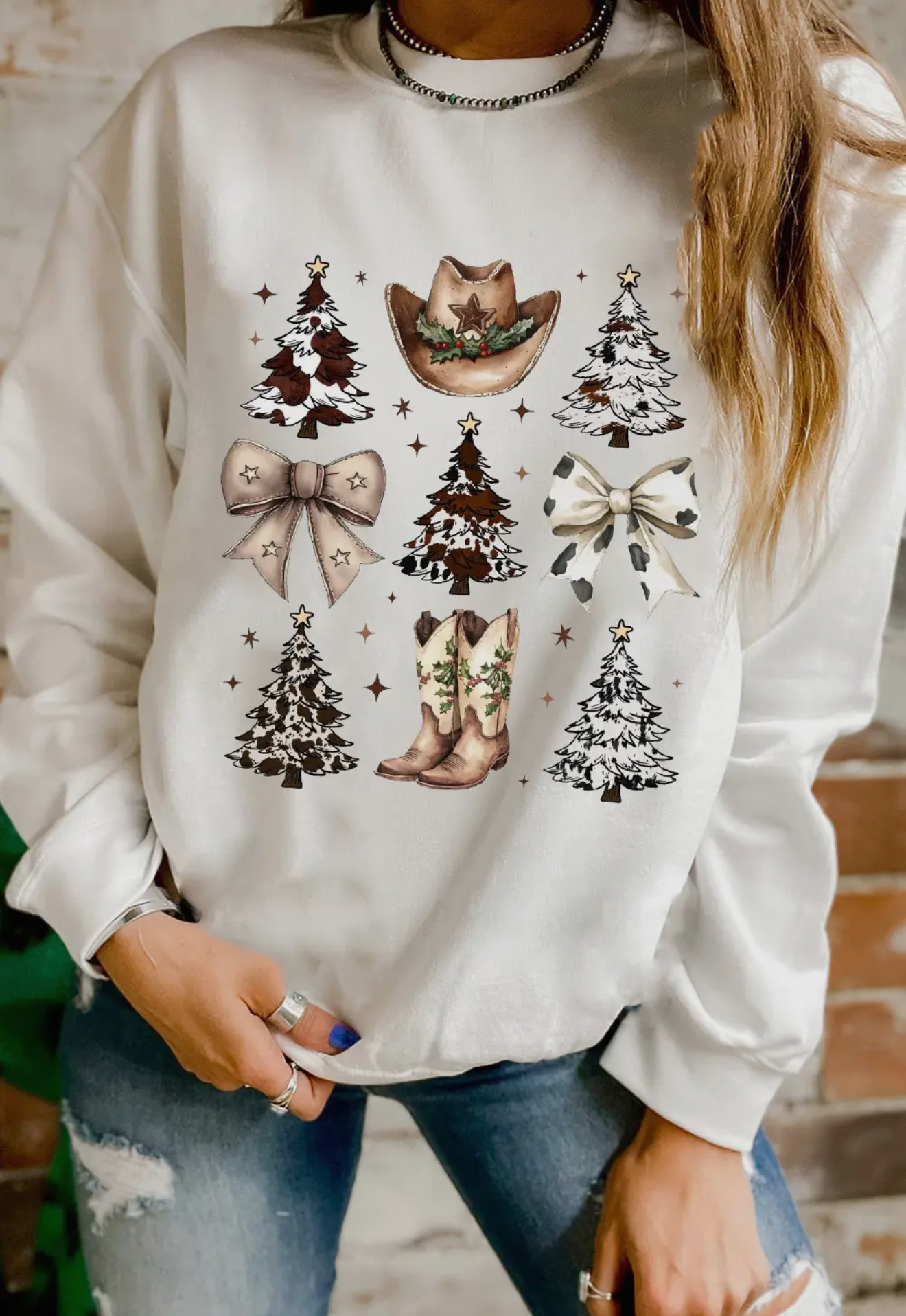 Western Christmas Ladies  Sweatshirt