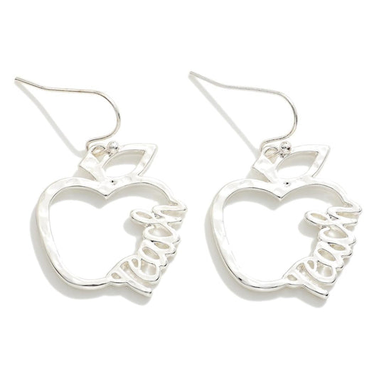 Hammered Apple Teach Drop Earrings