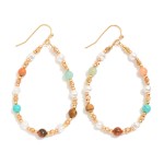 Stone & Pearl Teardrop Earring