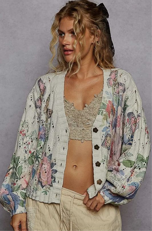 Flower Sweater Cardigan