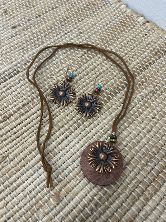 Bohemian Sunflower Necklace Set