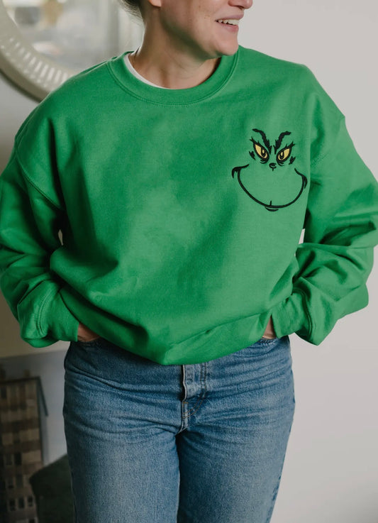 Grinch face crewneck