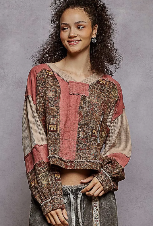 Printed Gauze POL Top