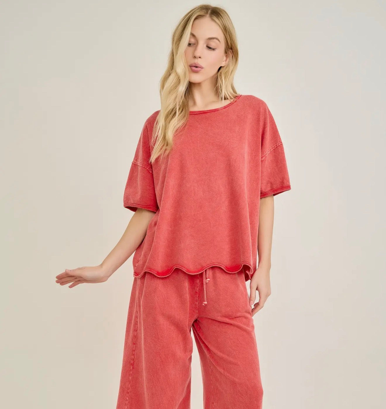 Red Eyelet J HER Top