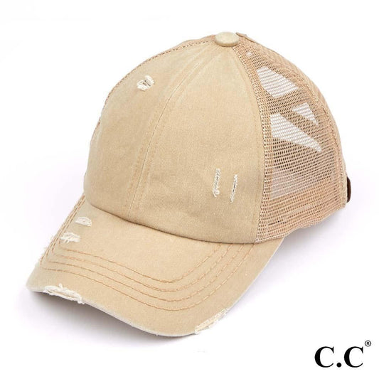 MF CC Distressed Criss-Cross Pony Cap