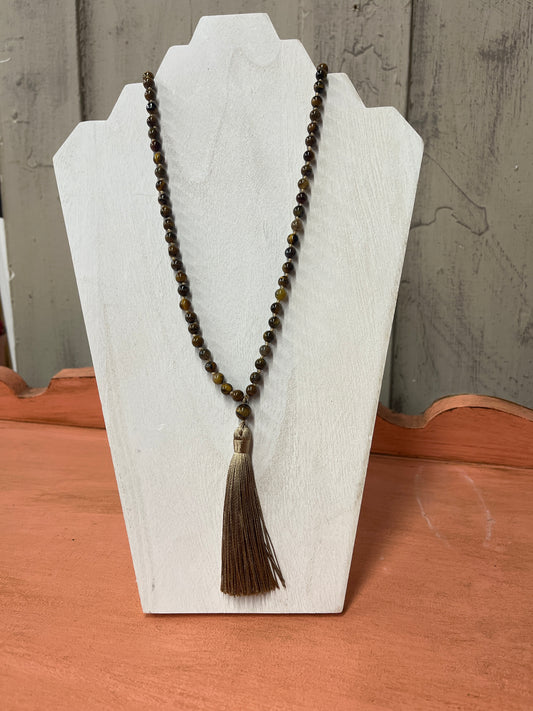 Tiger Eye Tassel Necklace