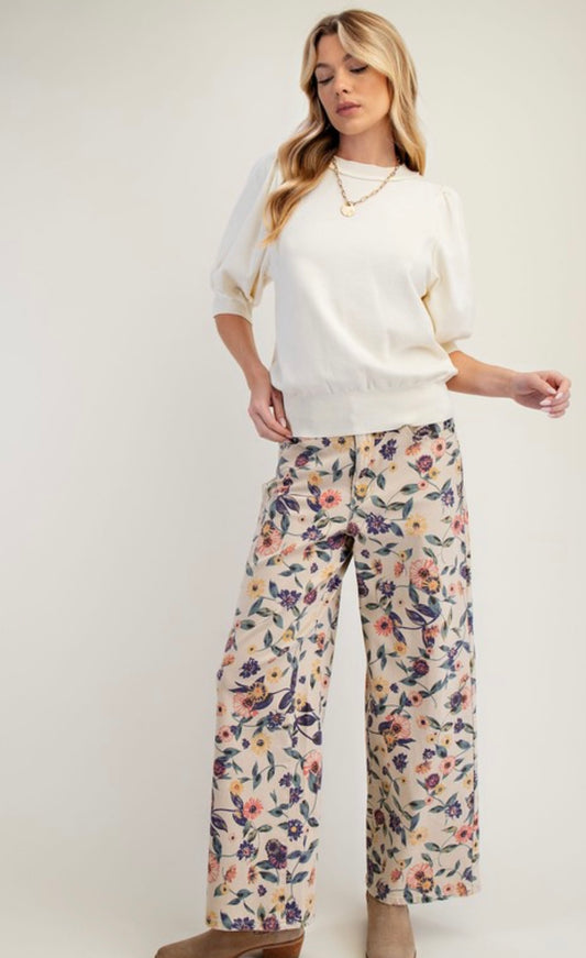 Khaki Floral Pants