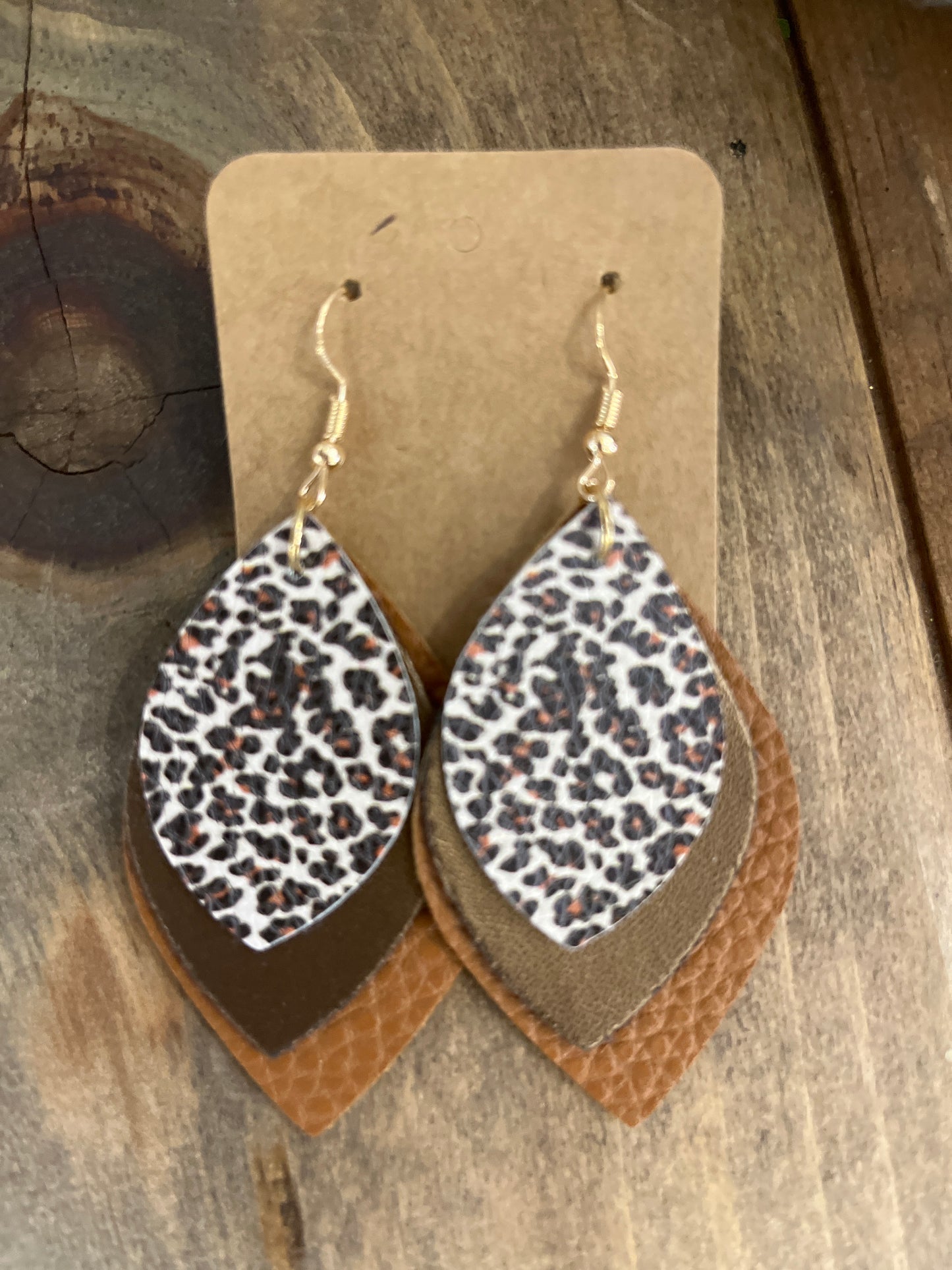 Leopard Layered Teardrop Earrings