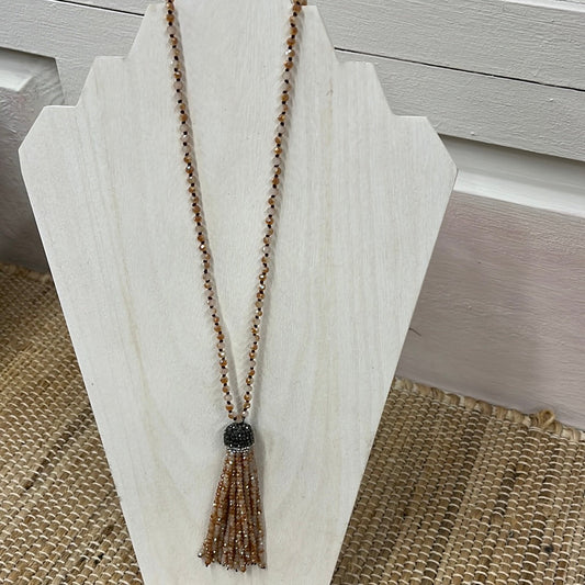 Two Tone Brown Beads With Tassel