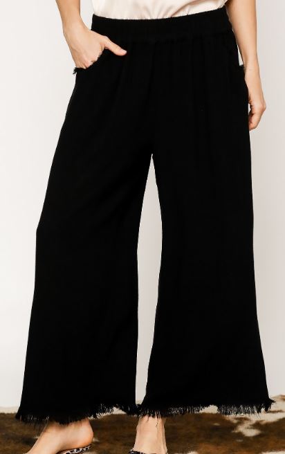 Frayed Hem Linen Ladies Pants