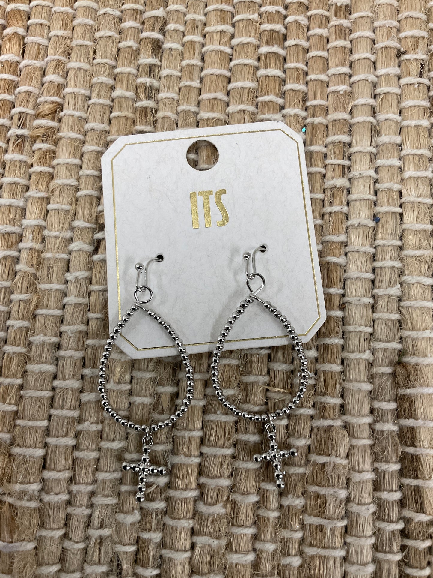 Teardrop Beaded With Cross Earrings