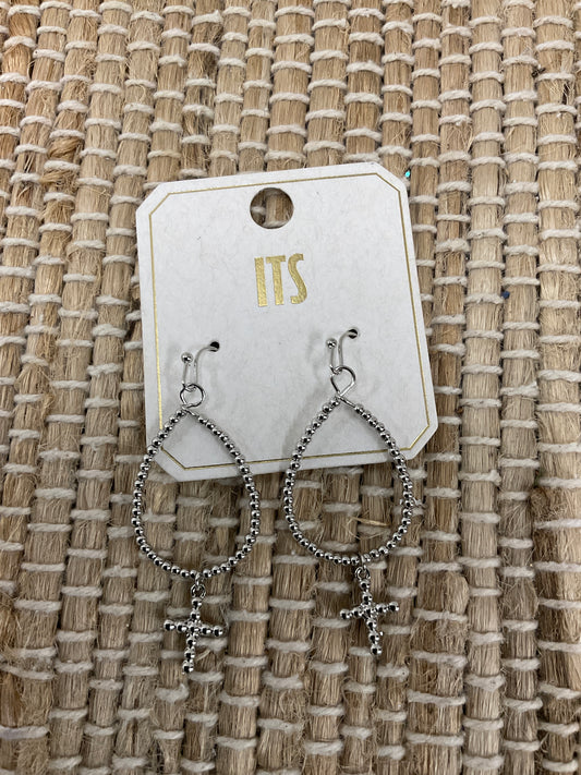 Teardrop Beaded With Cross Earrings