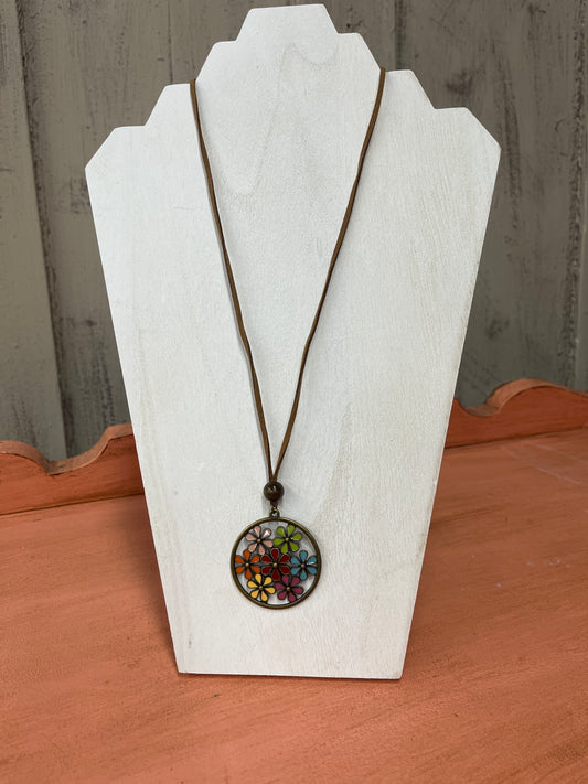 Vintage Floral Circle Necklace