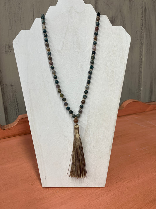 Shades Of Fall BeadedTassel Necklace