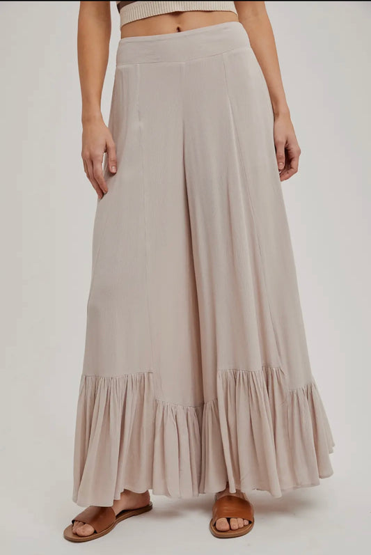 Wide Leg Ruffle Pants