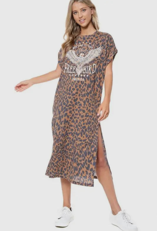 Leopard T-shirt dress