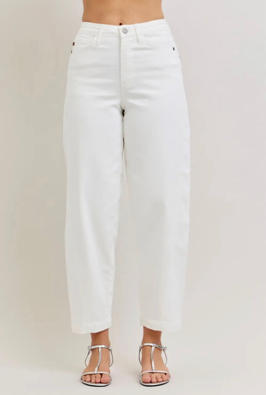 Judy Blue White Barrel Jeans