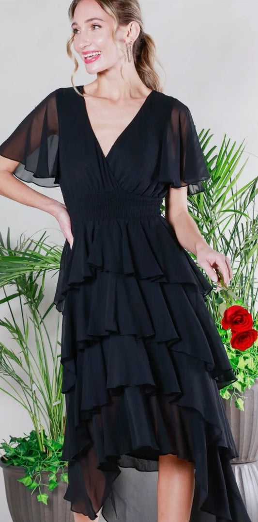 Black ruffle dress