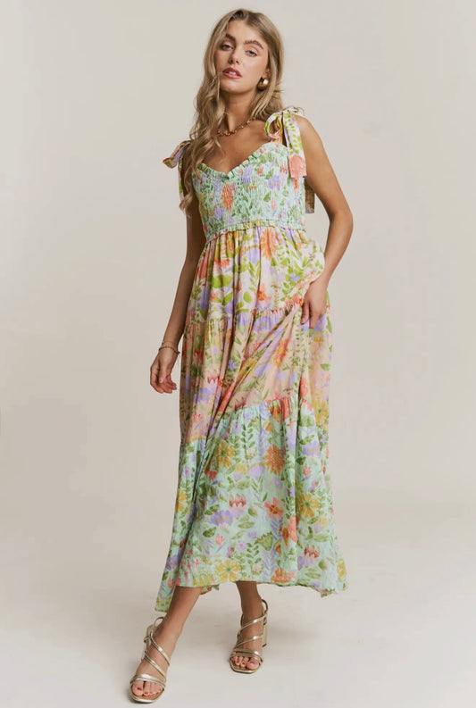 Multi Floral Print Ladies Dress
