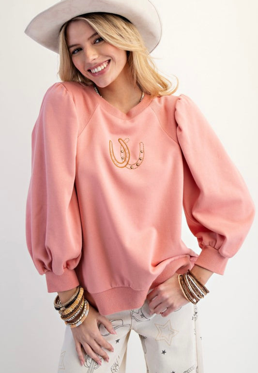 Coral Western Sweatshirt