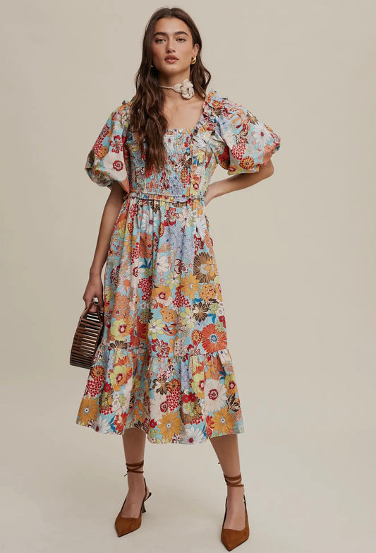 Vintage Puff Sleeve Dress