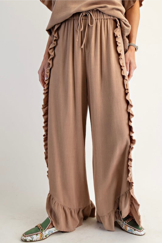 Side Ruffle Pants