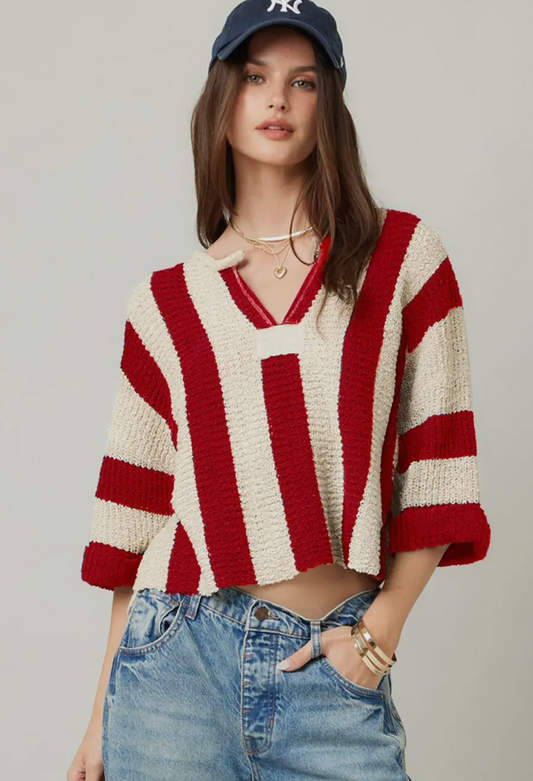 Striped v Neck Sweater