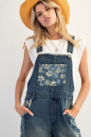 Flower Denim Ladies Overalls