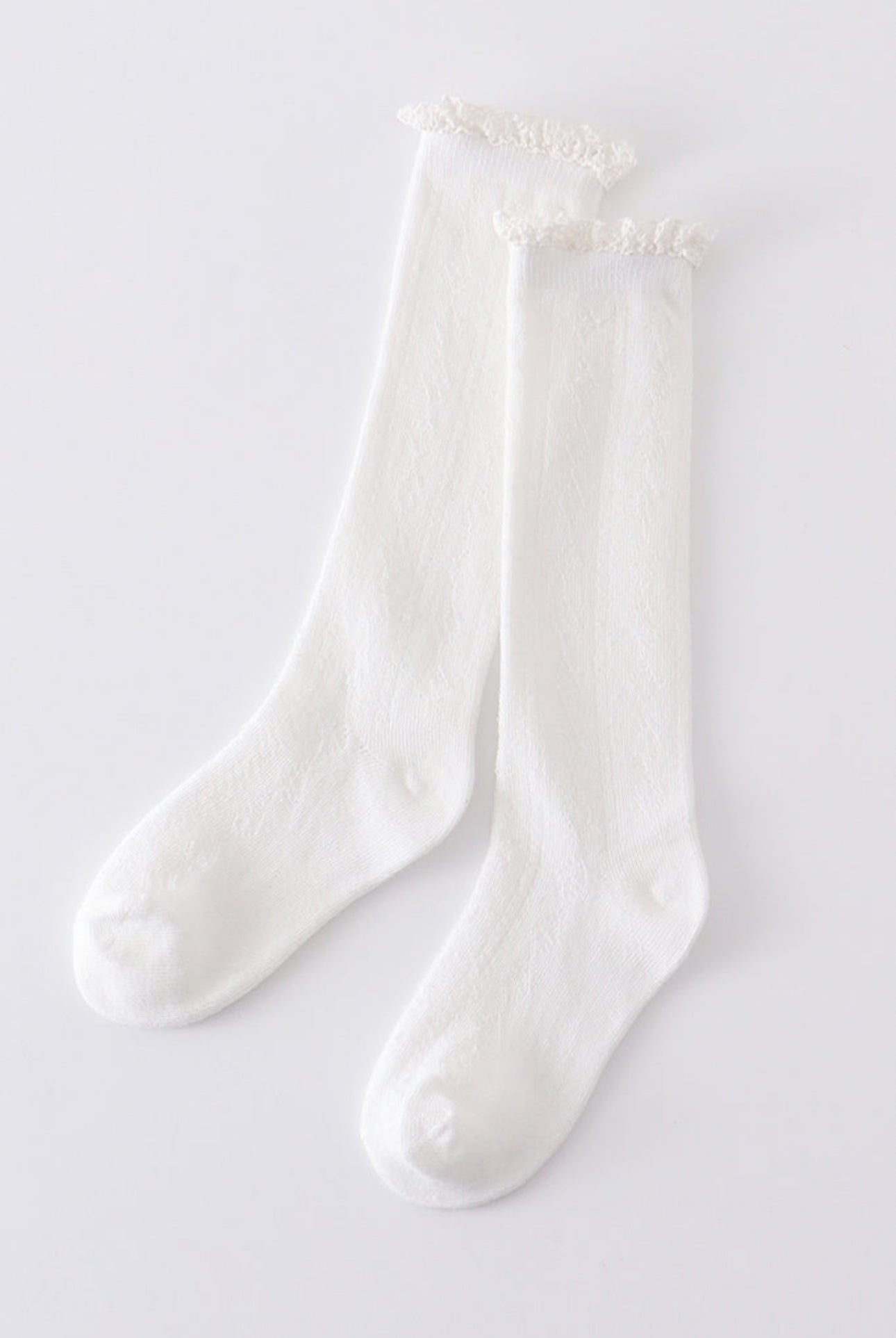 Ivory Knit Lace Knee High Socks