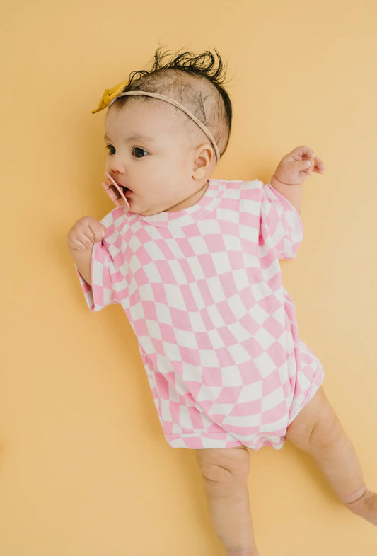 Wavy Checks Slouchy Romper