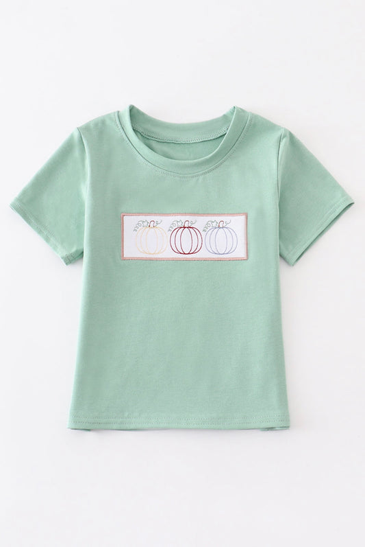 green pumpkin embroidery top