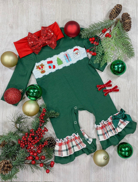 smocked christmas romper