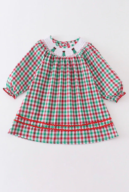 smocked plaid dress