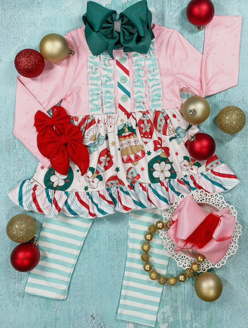 Pink Christmas Ruffle set