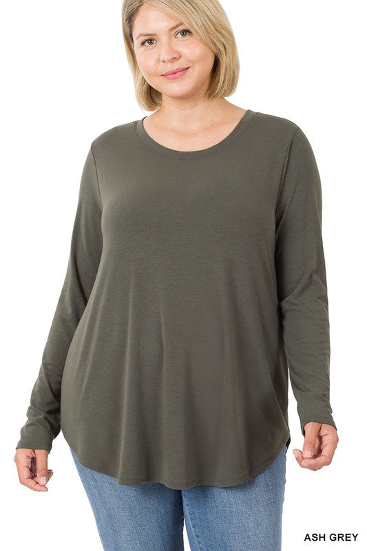 Basic Long Sleeve Round Neck Top Plus