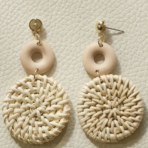 Boho Rattan Natural Dangle Earrings