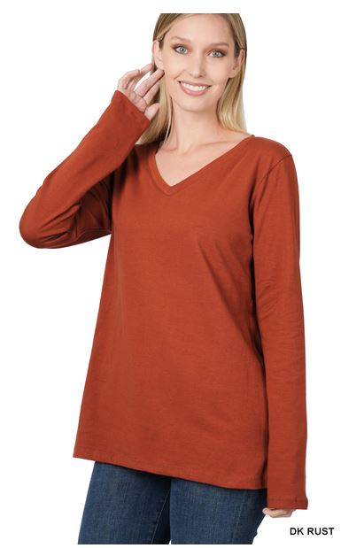 Basic Long Sleeve V-Neck Top